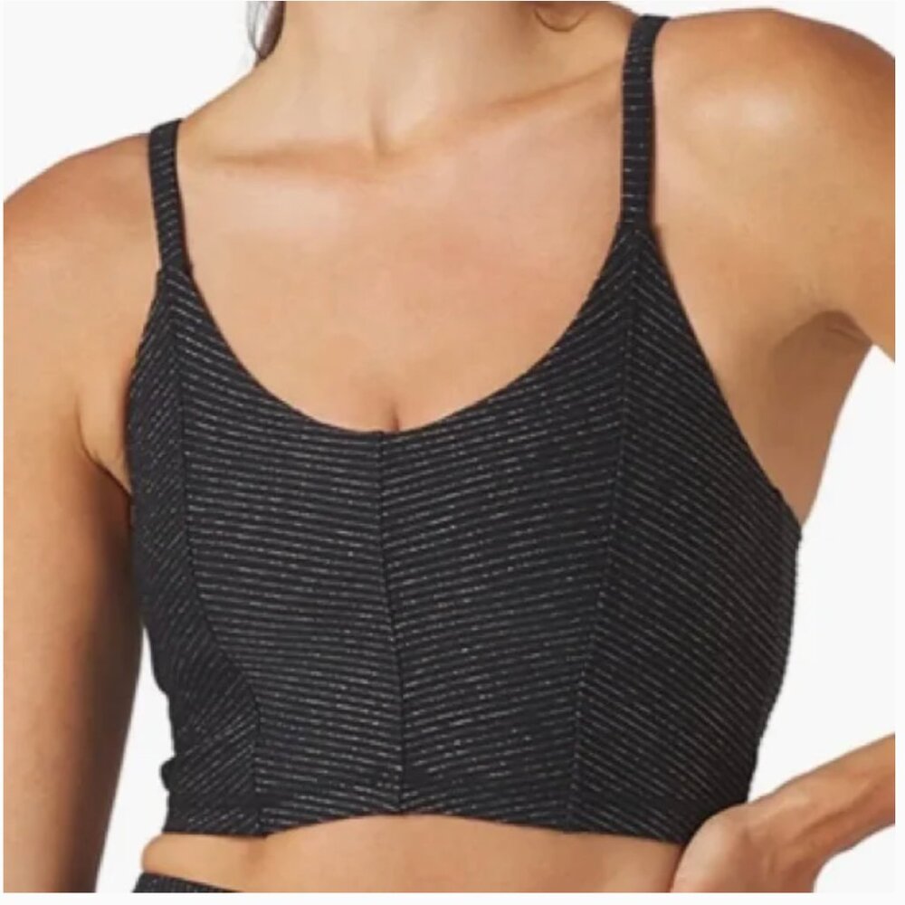 Glyder Charge Yoga Black/Gold Shimmer Sports Bra Size Medium